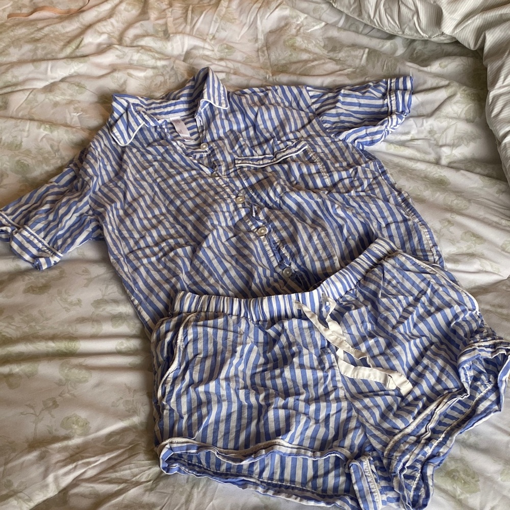 Stars Above Blue and White Striped Top